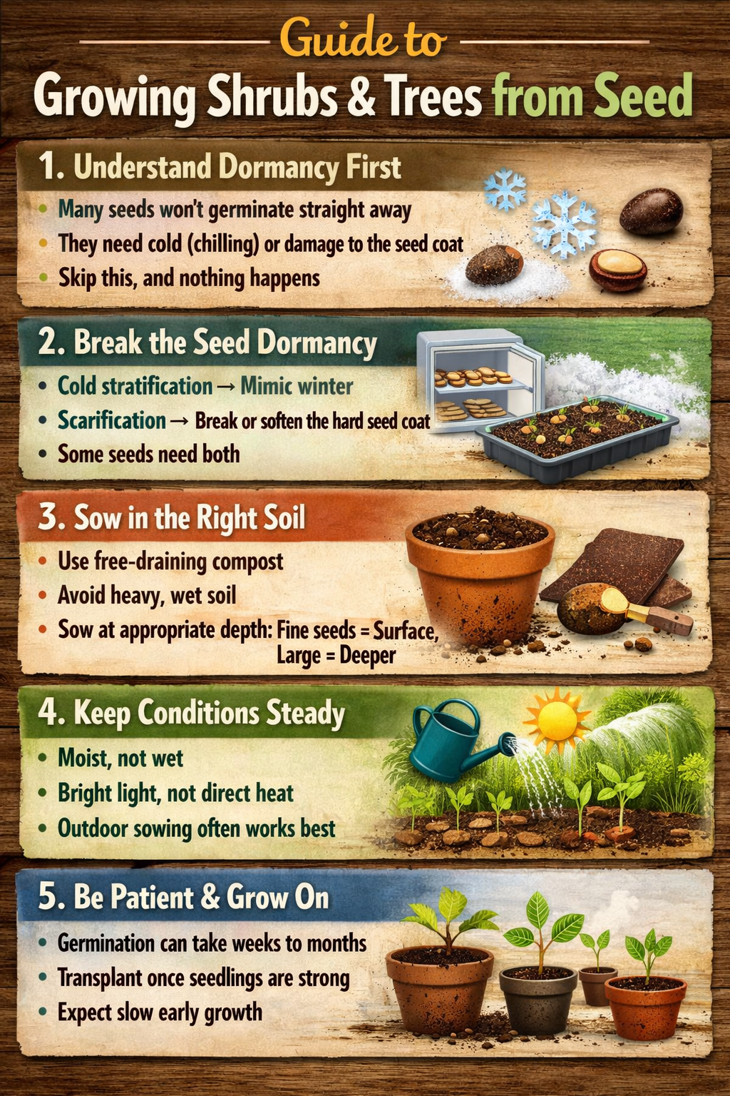 5 step guide to growing shrubs and trees from seedStep 1 Understand dormancy firstMany seeds wont germinate straight awayThey need cold chilling or da-1
