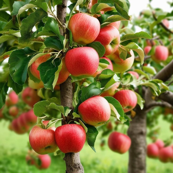 Healthy apple tree full of fruit