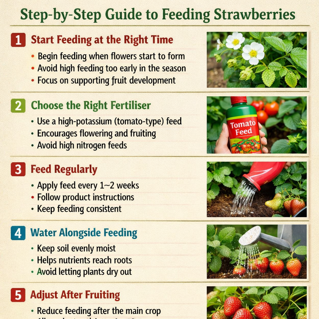 Stepbystep guide to feeding strawberriesStep 1 Start feeding at the right timeBegin feeding when flowers start to formAvoid high feeding too early in-2