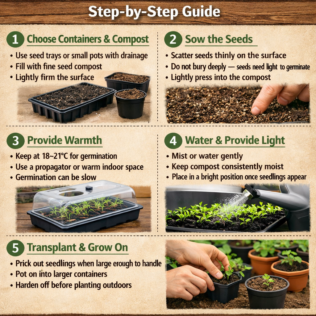 Stepbystep guide to growing celeriac from seedStep 1 Choose containers and compostUse seed trays or small pots with drainageFill with fine seed compos-Mar-23-2026-12-07-30-4160-PM