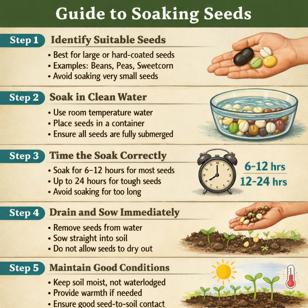 Stepbystep guide to soaking seedsStep 1 Identify suitable seedsBest for large or hardcoated seedsExamples include beans peas and sweetcornAvoid soakin-1
