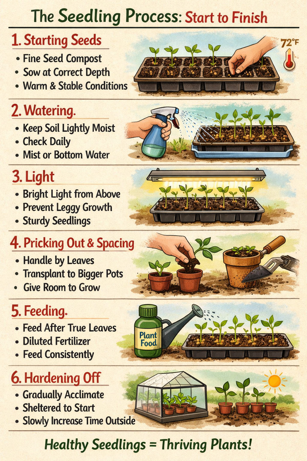 The seedling process start to finish1 Starting seeds properlyEverything begins here Poor setup  problems laterUse fine seed compostSow at the correct-1