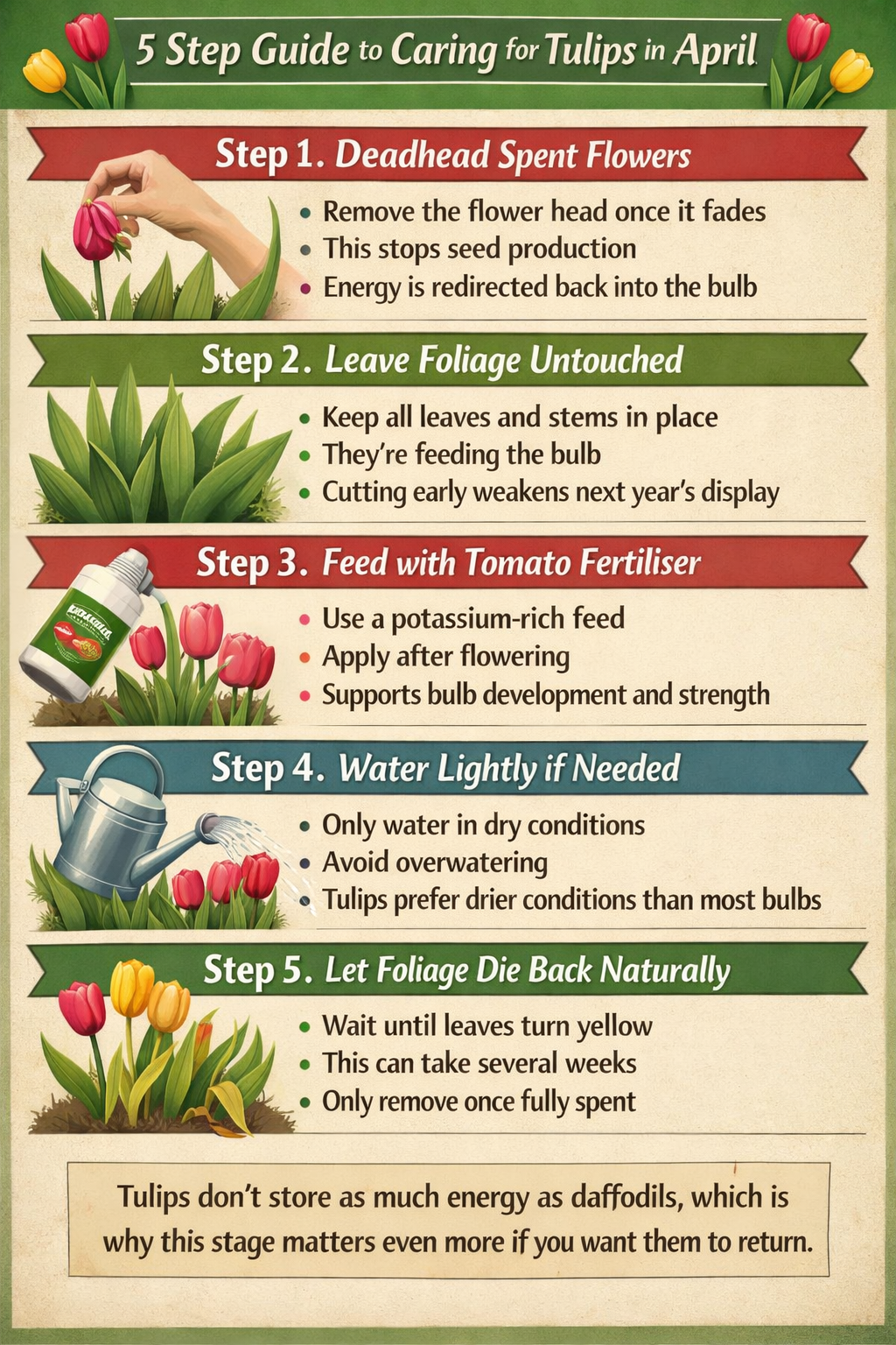 Tulip Care April Steps