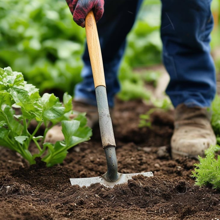 gardening with a hoe