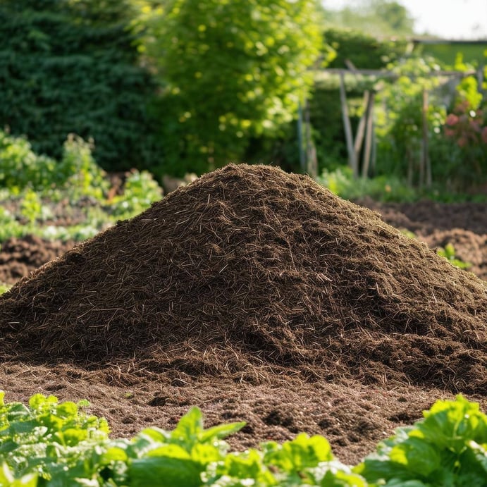 heap of manure in a garden