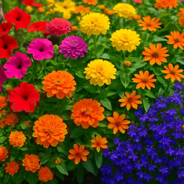 photographic colourful Summer bedding flowers annuals-1