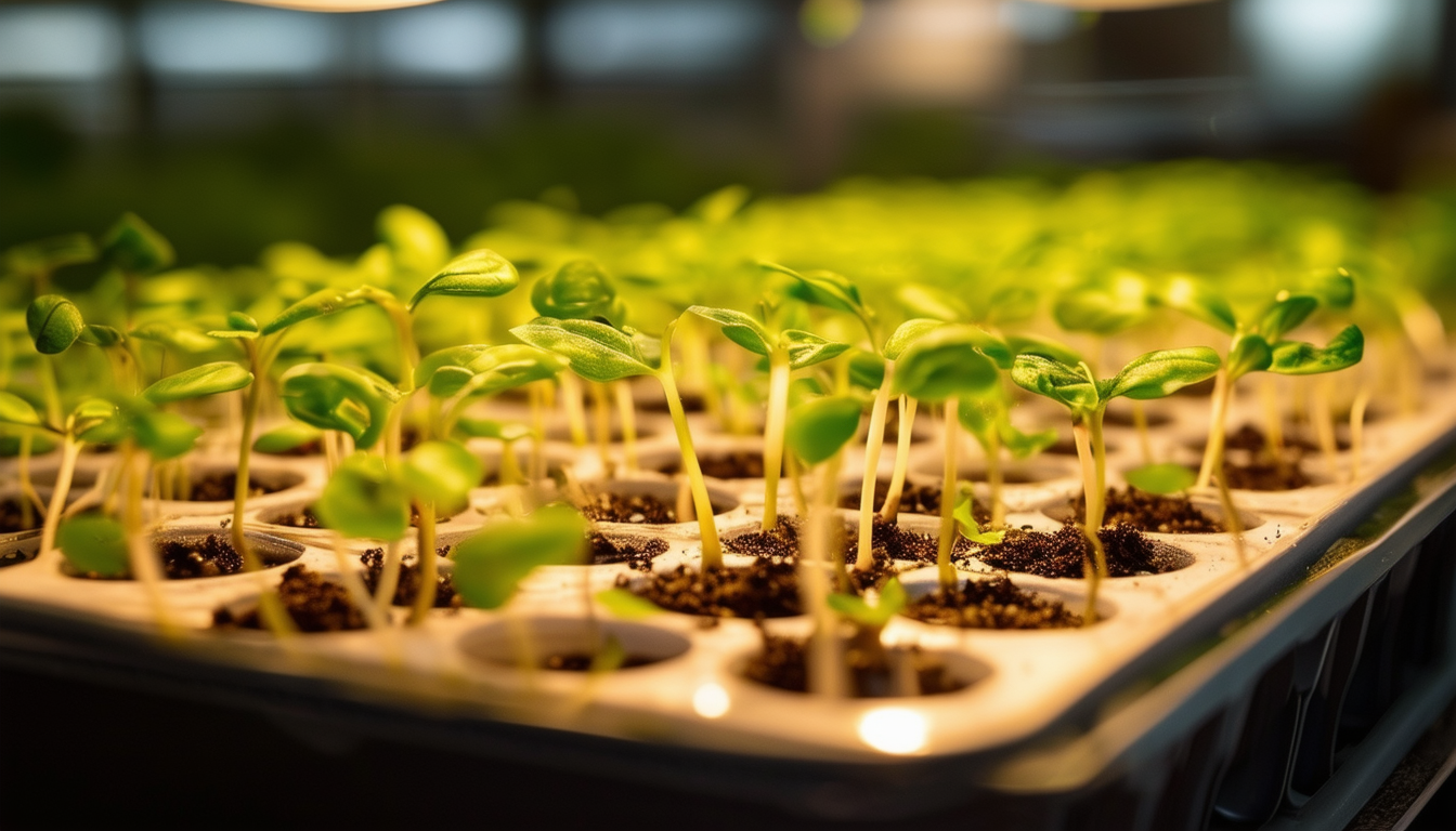 A close-up image of a heated propagator filled wit