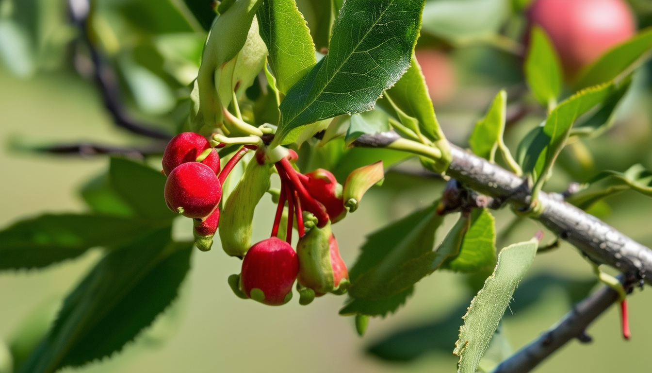 A close-up image of a mistletoe successfully graft