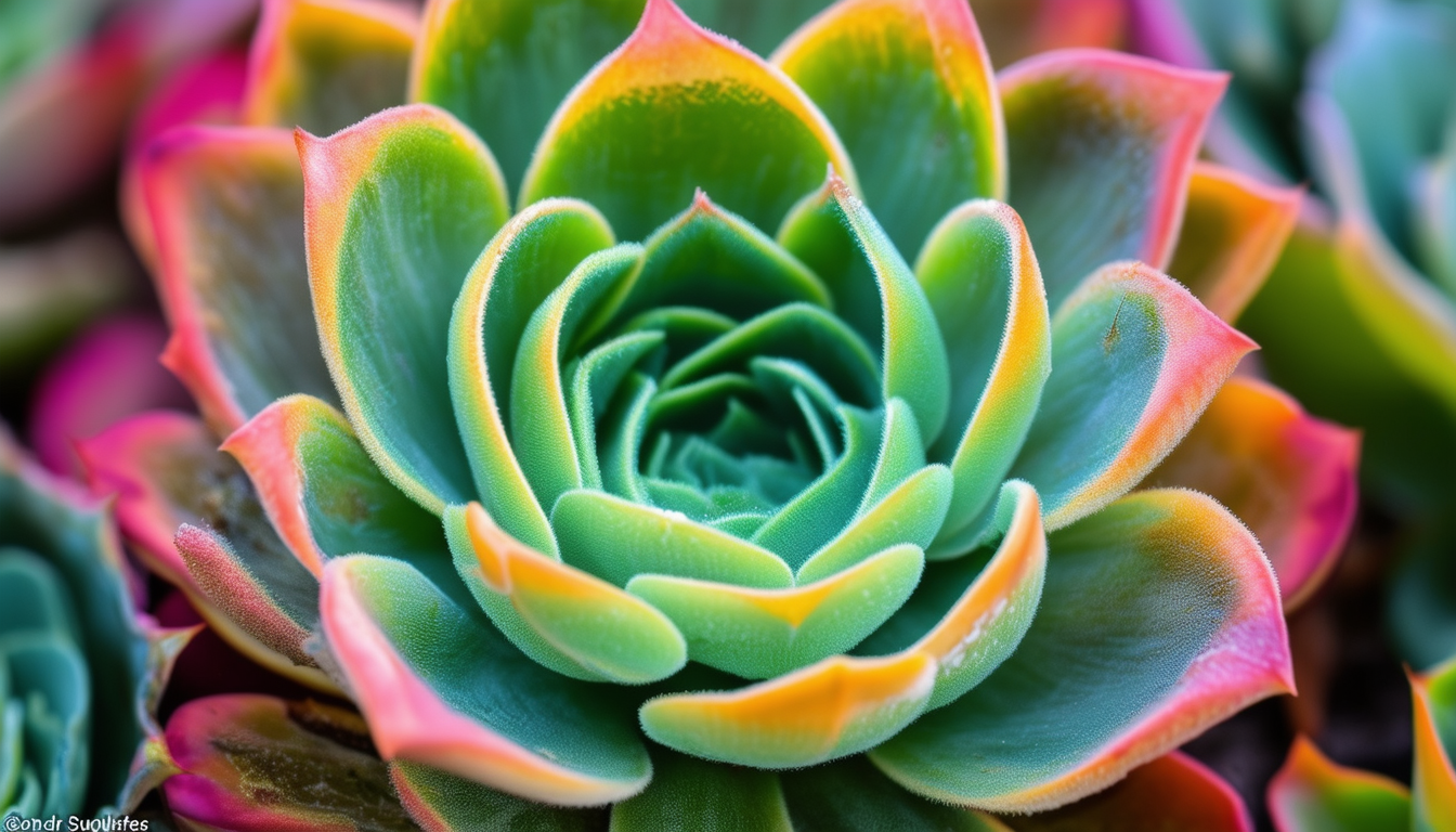 A close-up of a blooming succulent, showcasing its