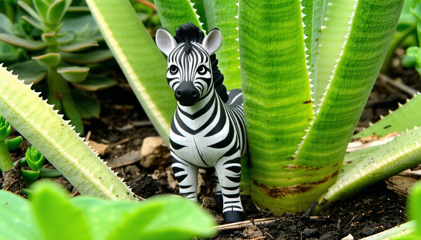 A close-up of a healthy zebra plant pup ready to b