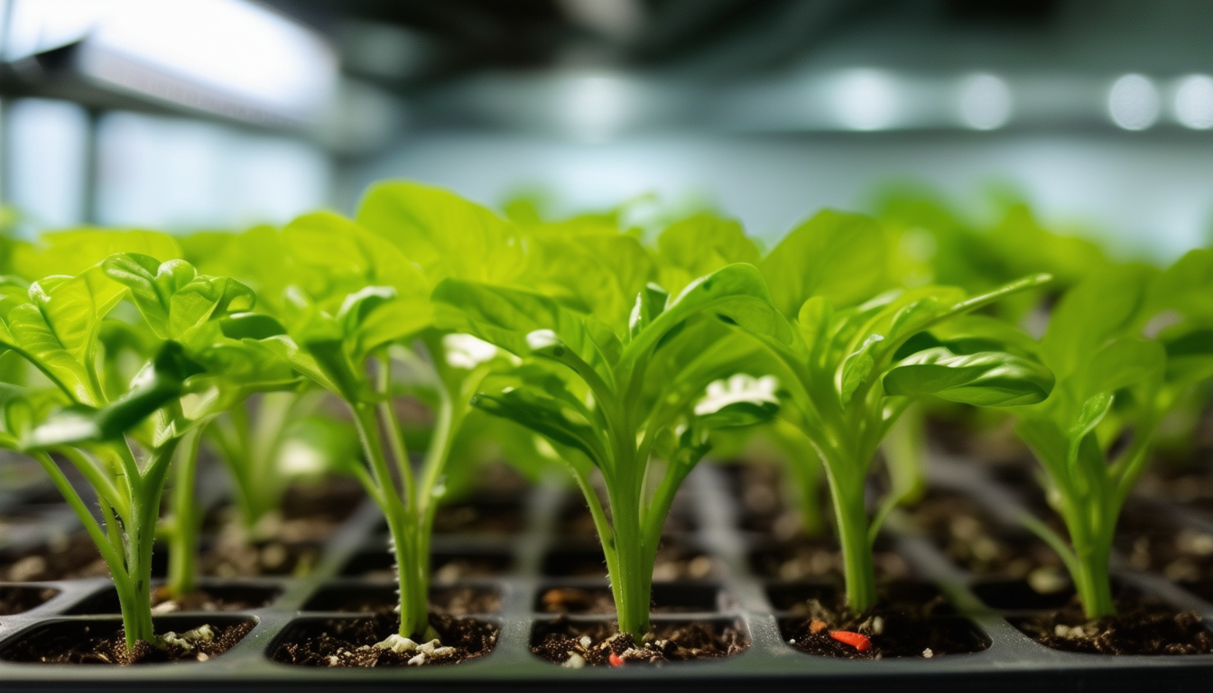 A close-up shot of chilli seedlings sprouting in a