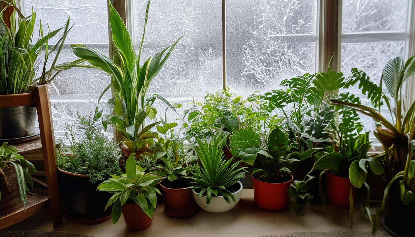 A cozy indoor setting with various houseplants thr