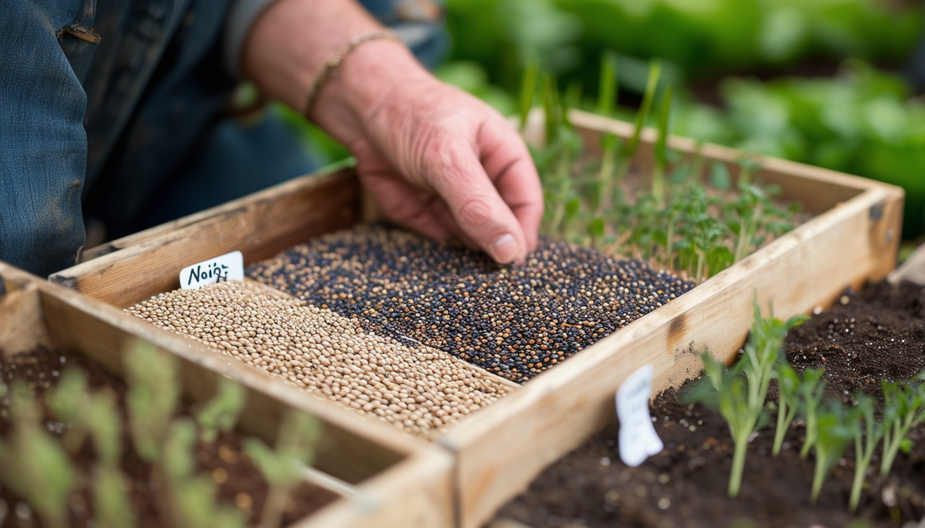 A gardener carefully labeling and storing seeds in