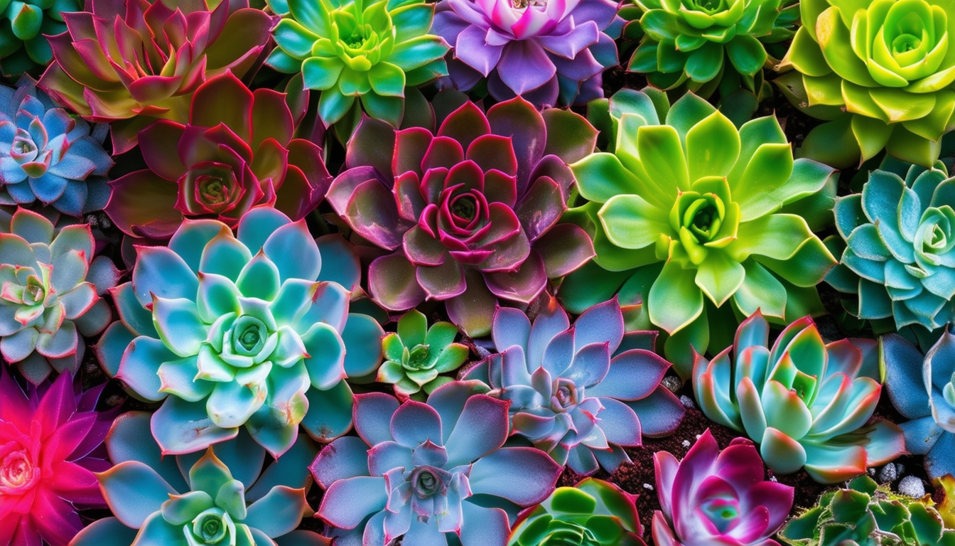 A vibrant array of succulents basking in the sunli