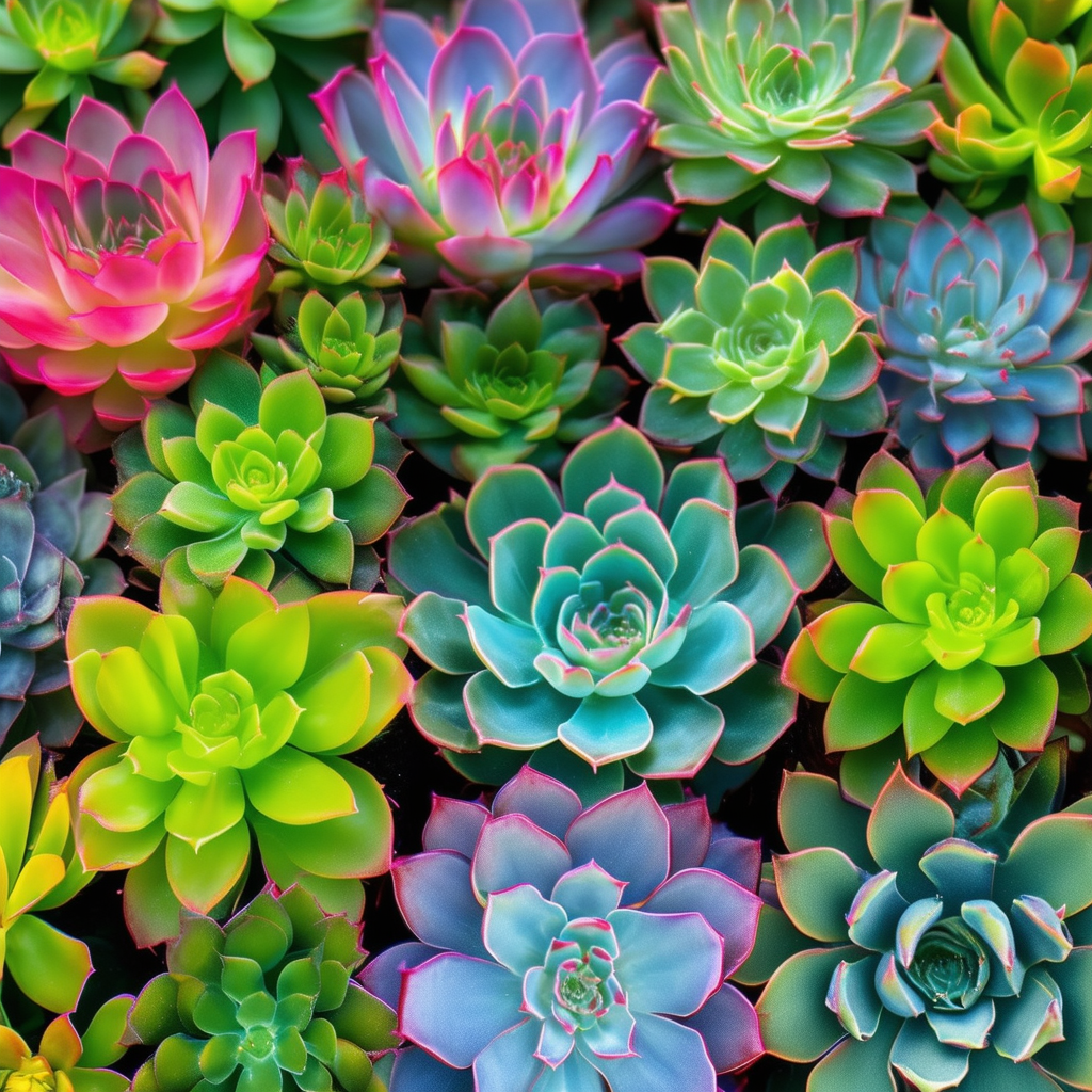 A vibrant collection of healthy succulents basking