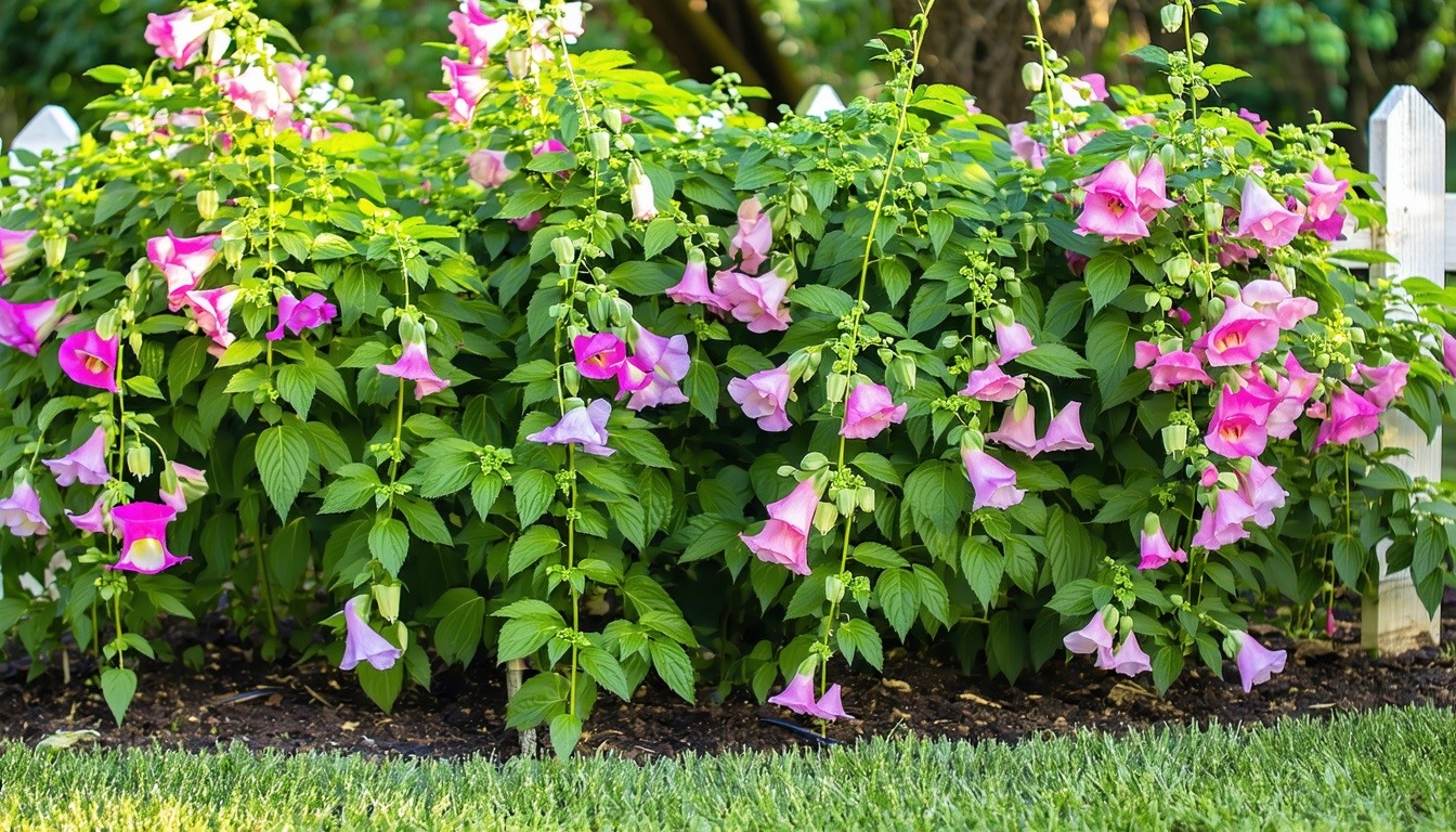 A vibrant garden bed filled with blooming sweet pe