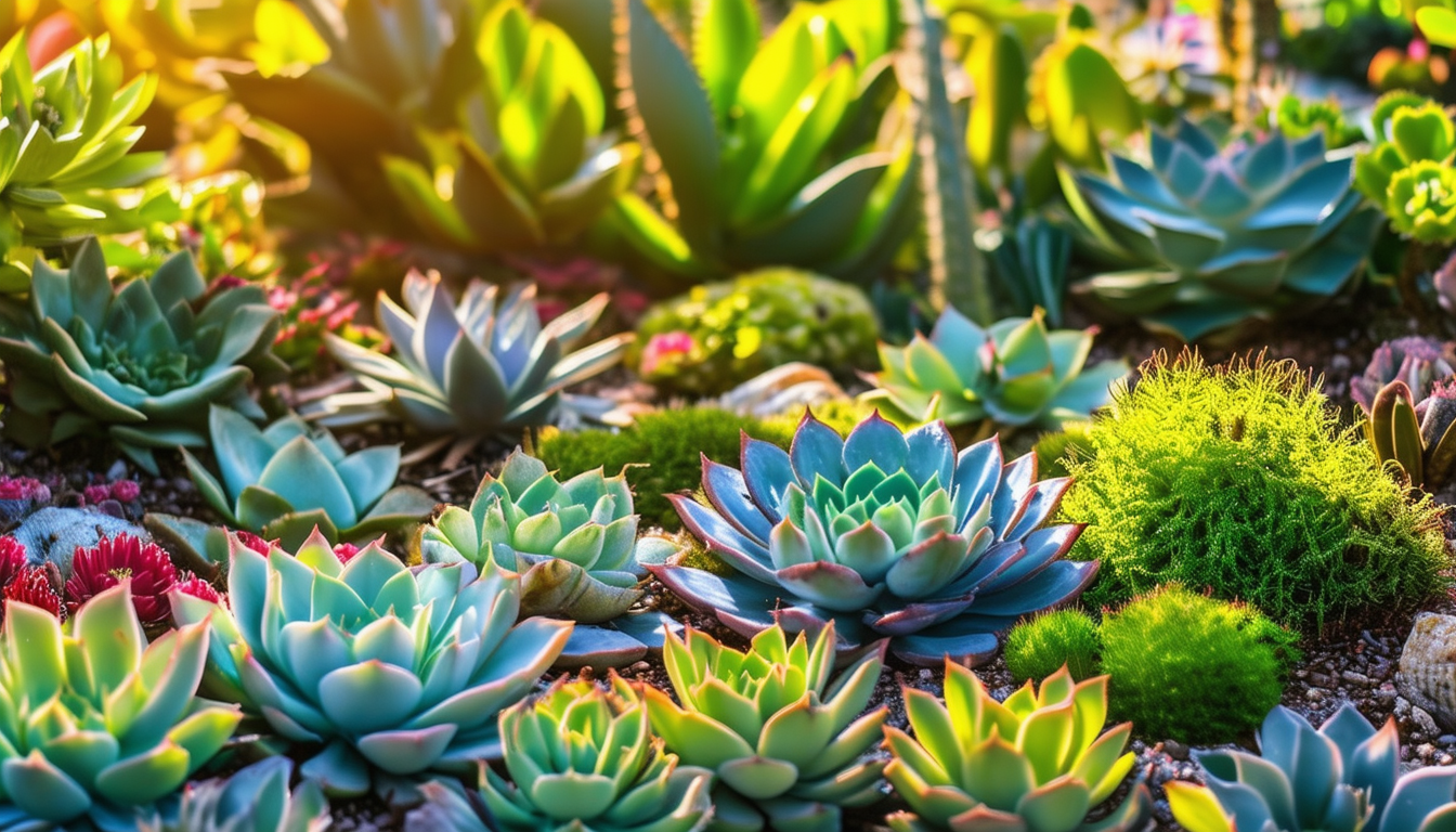 A vibrant garden filled with various sun-loving su