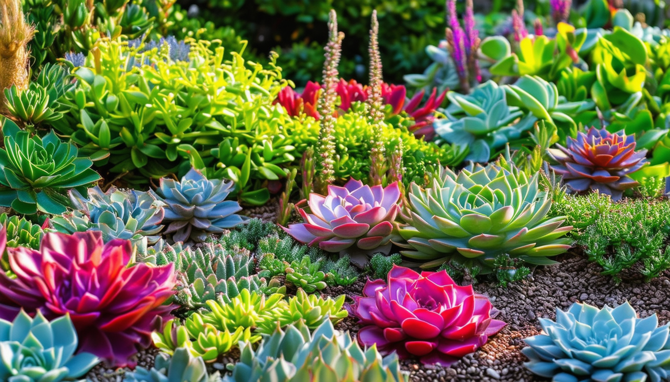 A vibrant succulent garden free of pests, showcasi