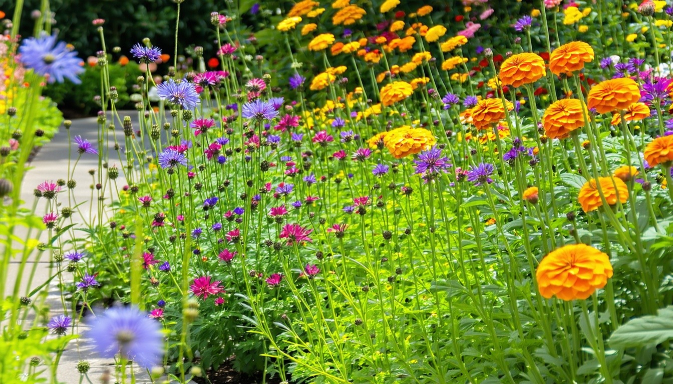 A vibrant summer garden filled with colorful hardy