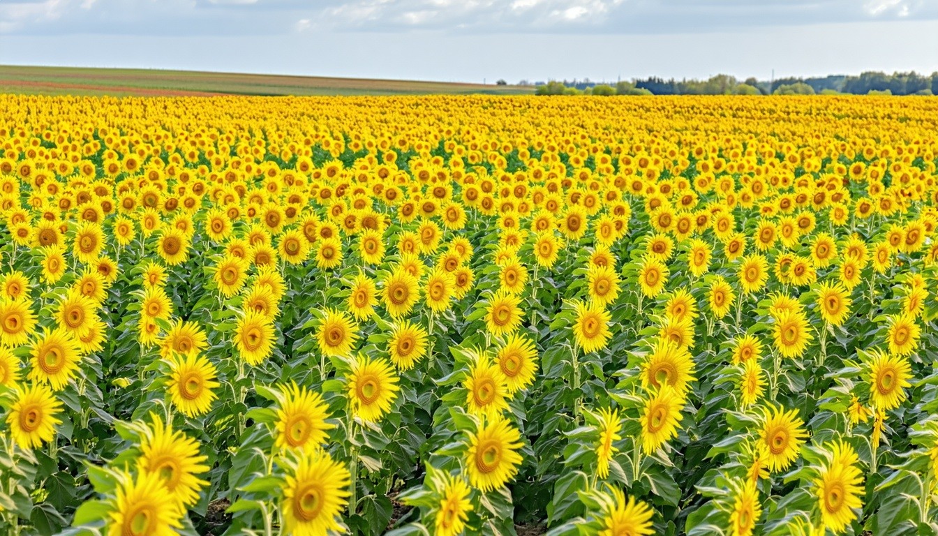 A vibrant sunflower field basking in the bright sp