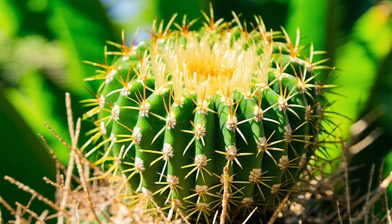 A vibrant, healthy cactus basking in bright sunlig
