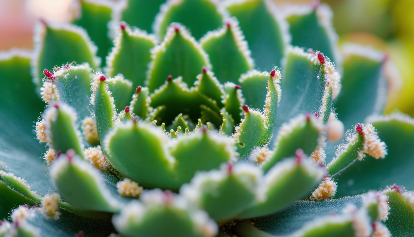 Close-up image of a succulent with visible mealybu