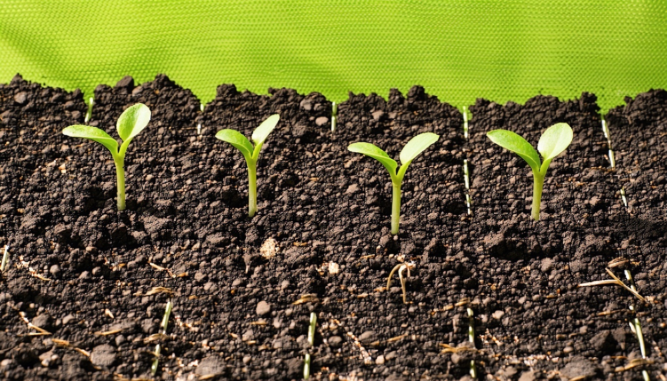 Young seedlings being gently moved
